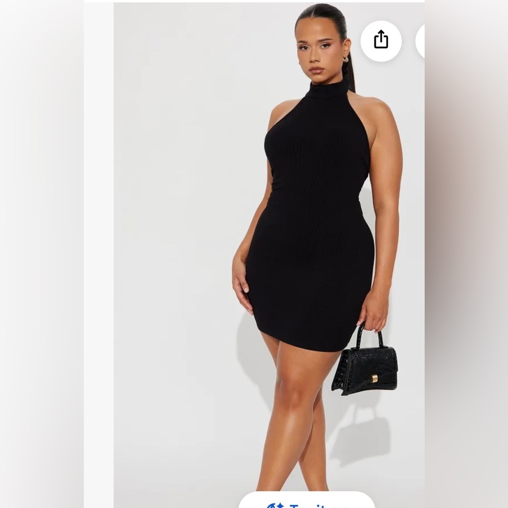 Shape FX Black One-Shoulder Bow-Neck Dress
